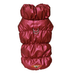 Casaco Puffer Para Cachorro Com Gola Alta E Fecho Frontal