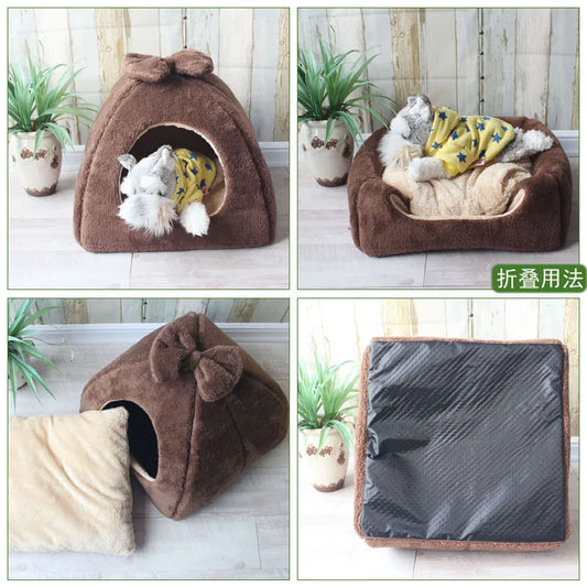 Casinha Pet com Laço Decorativo Estilo Fofo e Forro Térmico