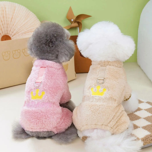 Roupa para Pets com Coroa Bordada e Alça para Guia