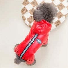 Macacão Puffer Full Body Impermeável com Capuz Acolchoado para Cães e Gatos