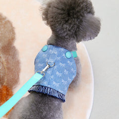 Colete Para Cachorro Em Jeans Com Guia Integrada E Alça Corida