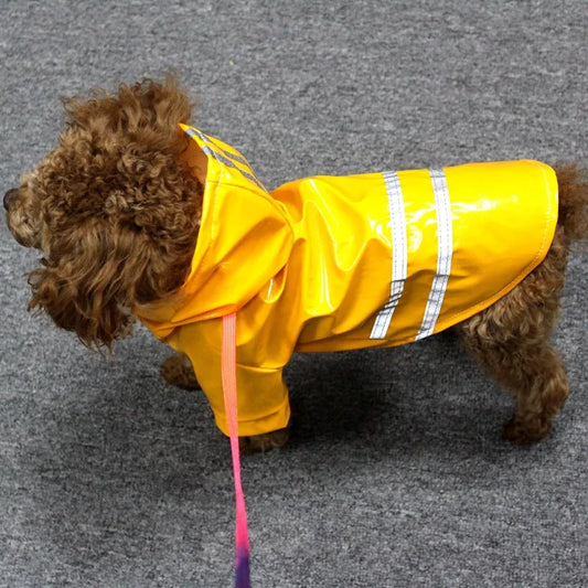 Capa de Chuva Impermeável para Cachorros com Faixa Refletiva e Capuz