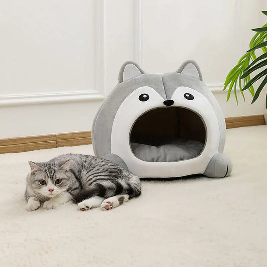 Toca Iglu de Pelúcia para Gatos — Formato de Guaxinim