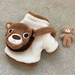 Roupa Pet Em Pelúcia Com Urso 3D E Tecido Felpudo