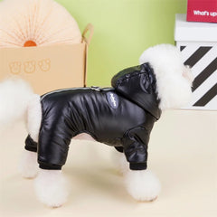 Macacão Puffer Full Body Impermeável com Capuz Acolchoado para Cães e Gatos