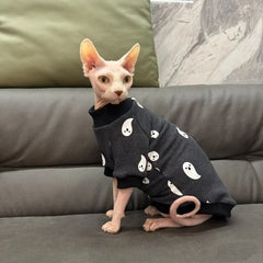 Blusa Para Gato Preta Com Estampa De Carinhas Engraçadas