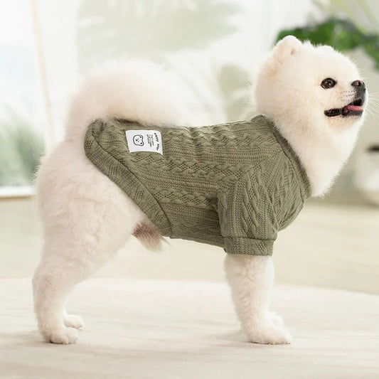 Suéter de Tricô Trançado para Cães Pequenos — Clássico