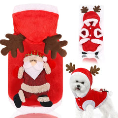 Fantasia de Natal para Cães Pequenos — Casaco Rena e Noel