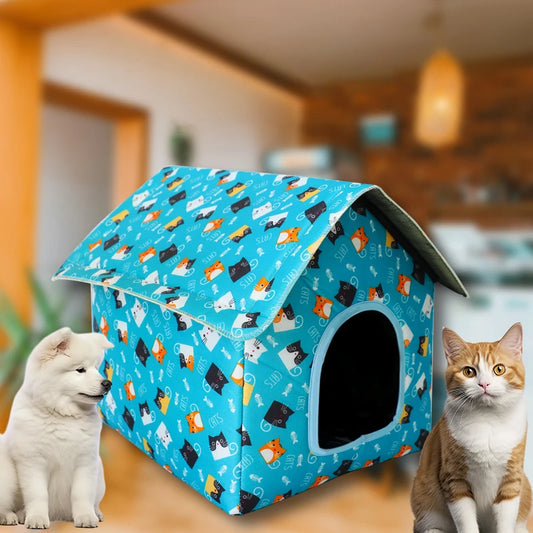 Casinha Estampada para Cachorros e Gatos Dobrável e Confortável