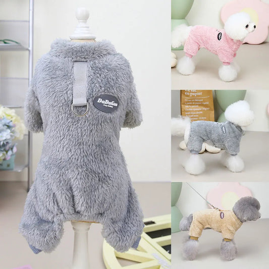 Macacão Pelúcia Teddy Bear para Cães e Gatos com Forro Acolchoado