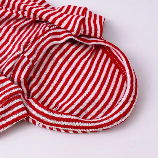 Macacão Para Cachorro Listrado Vermelho E Branco Com Gola Alta