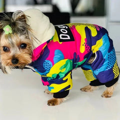 Macacão Puffer Térmico com Punhos Elásticos para Cães e Gatos