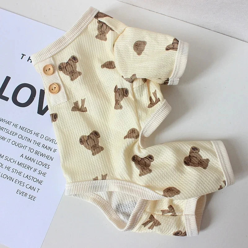 Macacão Malha Estampado Ursos com Punhos Elásticos para Cães