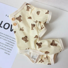 Macacão Malha Estampado Ursos com Punhos Elásticos para Cães