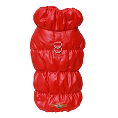 Casaco Puffer Para Cachorro Com Gola Alta E Fecho Frontal