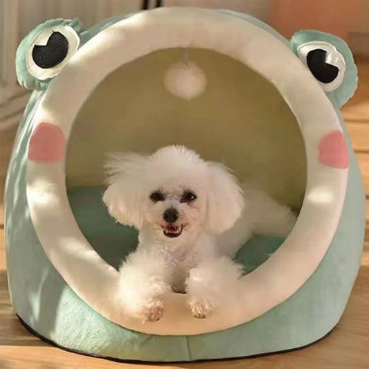 Cama Toca Pet Divertida Formato de Sapo com Entrada Circular