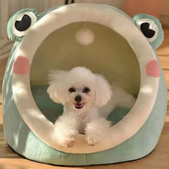 Cama Toca Pet Divertida Formato de Sapo com Entrada Circular