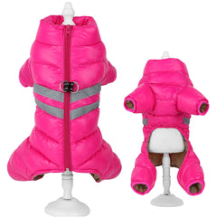 Colete Puffer Neon Pink com Faixas Reflectivas para Cães e Gatos