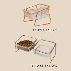 Tigela Dupla Transparente para Gatos e Cães - DuoPet C - BEBEDOURO GATO - 01