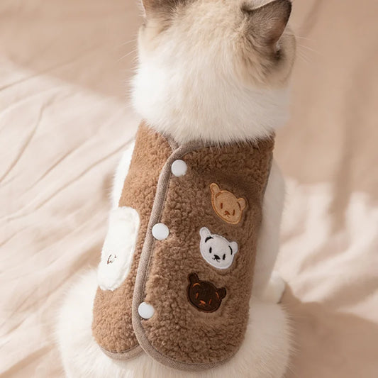 Colete de Fleece para Cães e Gatos Pequenos — Ursinho