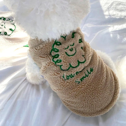 Colete Para Cachorro Felpudo Com Bordado