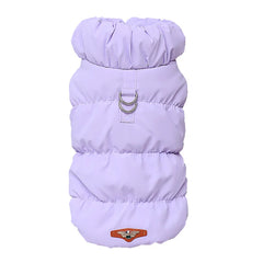Casaco Puffer Para Cachorro Com Gola Alta E Fecho Frontal