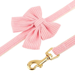 Conjunto Peitoral Para Cachorro Rosa Com Laço E Guia Ajustável Pink