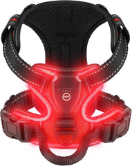 Peitoral com LED Recarregável para Cães Segurança Noturna