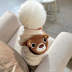 Roupa Pet Em Pelúcia Com Urso 3D E Tecido Felpudo