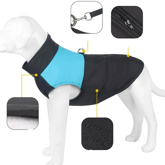 Roupa de Inverno Impermeável para Cachorro Grande com Cor Viva
