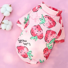Regata Estampada Frutas em Malha de Algodão para Cães e Gatos