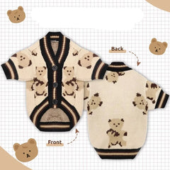 Cardigã para cachorro estampa de urso tecido tricotado