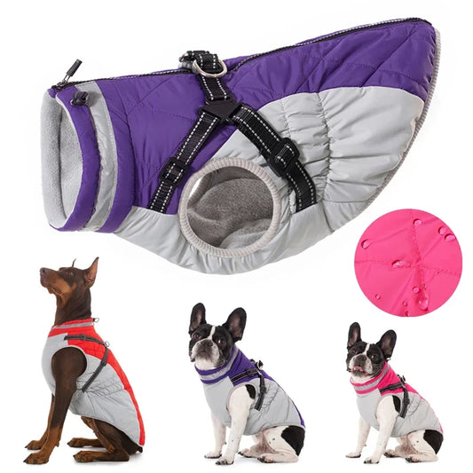 Roupinha estilo Colete de Inverno para Cachorro com Peitoral Embutido