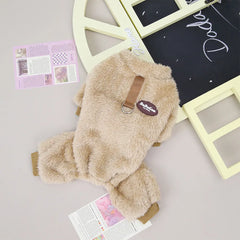 Macacão Pelúcia Teddy Bear para Cães e Gatos com Forro Acolchoado