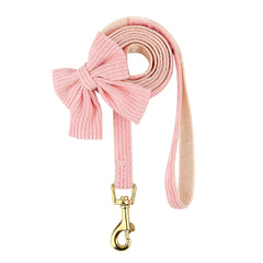 Conjunto Peitoral Para Cachorro Rosa Com Laço E Guia Ajustável Pink