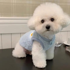 Jaqueta Pelúcia para Cães Pequenos com Bordado de Ovo e Fecho por Pressão