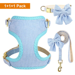 Conjunto Peitoral Para Cachorro Rosa Com Laço E Guia Ajustável Pink