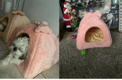 Casinha Pet com Laço Decorativo Estilo Fofo e Forro Térmico