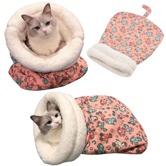 Cama Para Gato Estilo Saco De Dormir Com Forro Felpudo