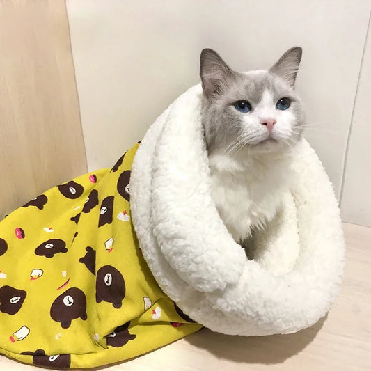 Cama Para Gato Estilo Saco De Dormir Com Forro Felpudo
