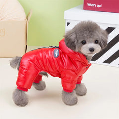 Macacão Puffer Full Body Impermeável com Capuz Acolchoado para Cães e Gatos