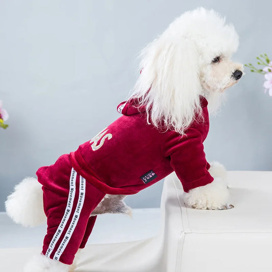 Macacão Para Cachorro Estilo Moletom Com Listras Laterais