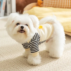 Macacão Pet Jardineira Pato com Camiseta Listrada