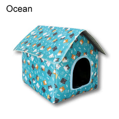 Casinha Estampada para Cachorros e Gatos Dobrável e Confortável