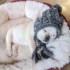Gorro Para Cachorro Em Tricô Com Pompom E Protetor De Orelhas