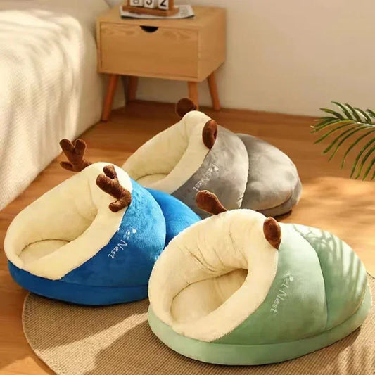 Cama Caverna de Pelúcia para Cães e Gatos — Capa Removível