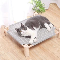 Cama Suspensa para Gatos com Estrutura em Madeira Confortável