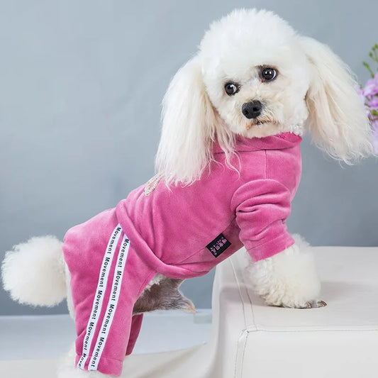 Macacão Para Cachorro Estilo Moletom Com Listras Laterais