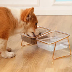 Tigela Dupla Transparente para Gatos e Cães - DuoPet C - BEBEDOURO GATO - 01