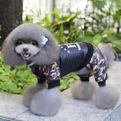Macacão Camuflado de Inverno com Gola Alta e Estampa FBI para Cães